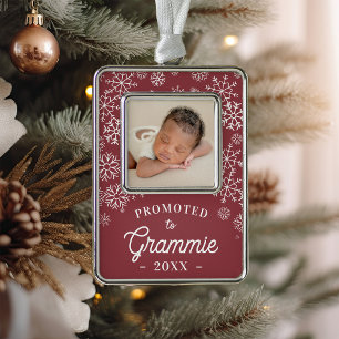 Promoted to Grammie Baby Photo Grandma Christmas Ornament