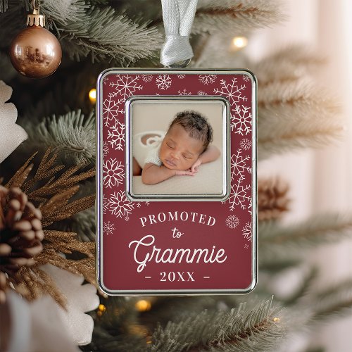 Promoted to Grammie  Baby Photo Grandma Christmas Ornament
