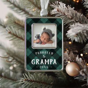 Promoted to Grampa Baby Photo Grandpa Christmas Ornament