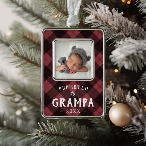 Promoted to Grampa  Baby Photo Grandpa Christmas Ornament