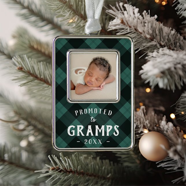 Promoted to Gramps | Baby Photo Grandpa Christmas Ornament (Creator Uploaded)