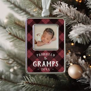 Promoted to Gramps Baby Photo Grandpa Christmas Ornament