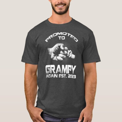 Promoted To Grampy Again Est 2023 Funny Fathers T_Shirt