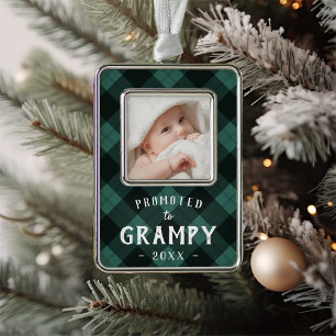 Promoted to Grampy Baby Photo Grandpa Christmas Ornament