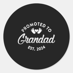 Promoted To Grandad Est 2024 Funny New Grandad Classic Round Sticker