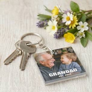 Promoted To Grandad Established Photo Keychain