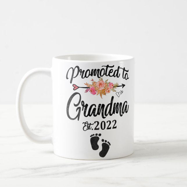 Promoted To Grandma 2022 First Time Grandma  Coffee Mug (Left)