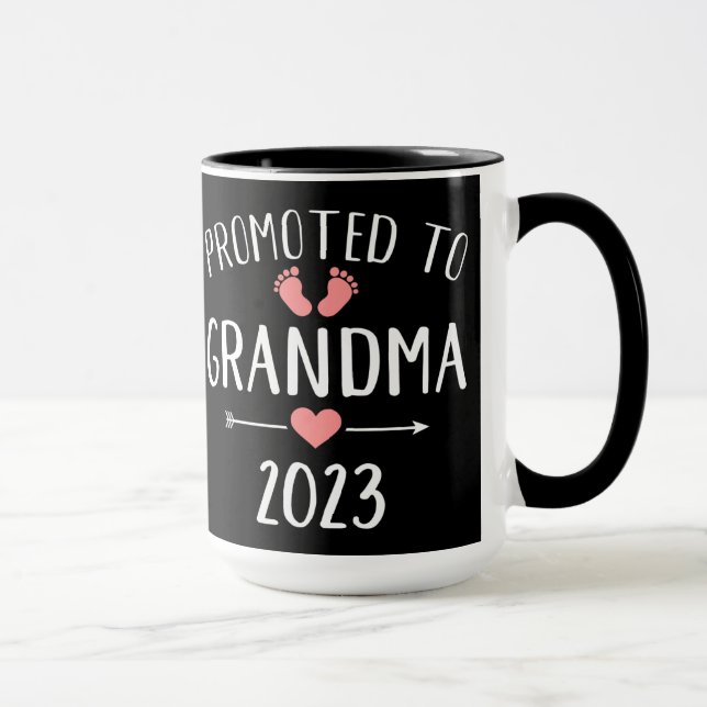 Promoted to grandma 2023 pregnancy announcement mug (Right)