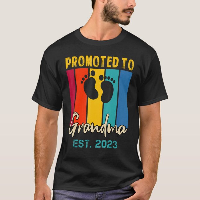 Promoted To Grandma 2023 Pregnancy Baby Shower Fam T-Shirt (Front)