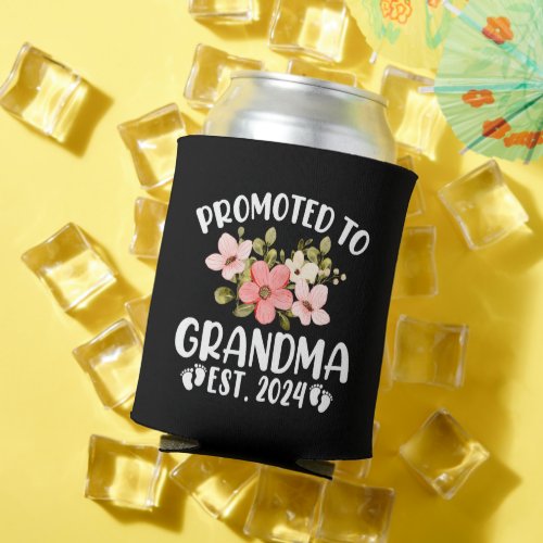 Promoted To Grandma 2024 First Time Nana Floral Can Cooler