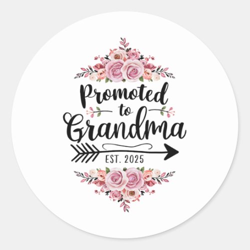 Promoted To Grandma 2025 Pregnancy Announcement Classic Round Sticker