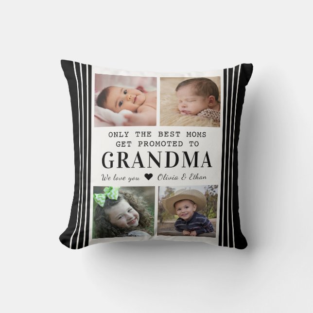 Promoted To Grandma 4 Grandchildren Photo Collage Throw Pillow (Front)