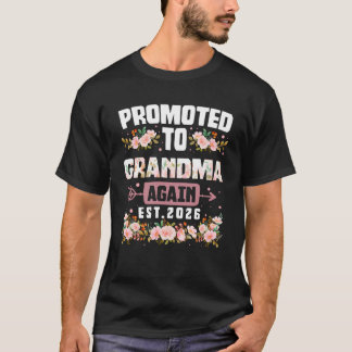 Promoted To GRANDMA Again 2026 Cute Flower Mother T-Shirt
