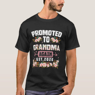 Promoted To GRANDMA Again 2026 Cute Flower Mother T-Shirt