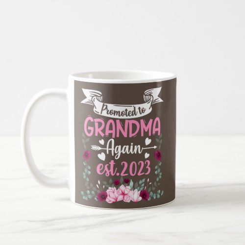 Promoted to Grandma Again Est 2023 Flower Coffee Mug
