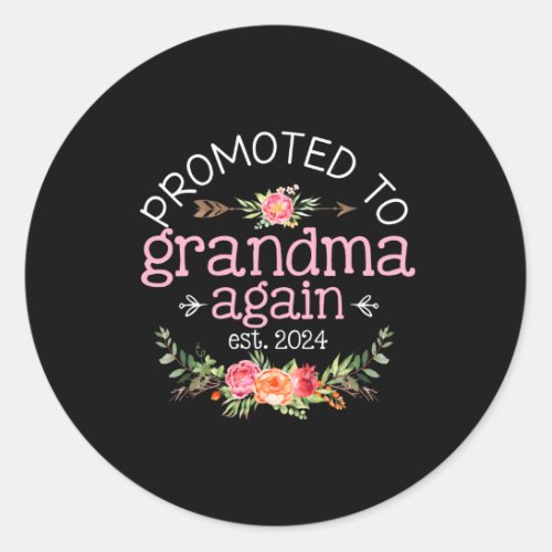 Promoted To Grandma Again Est 2024 Baby Classic Round Sticker