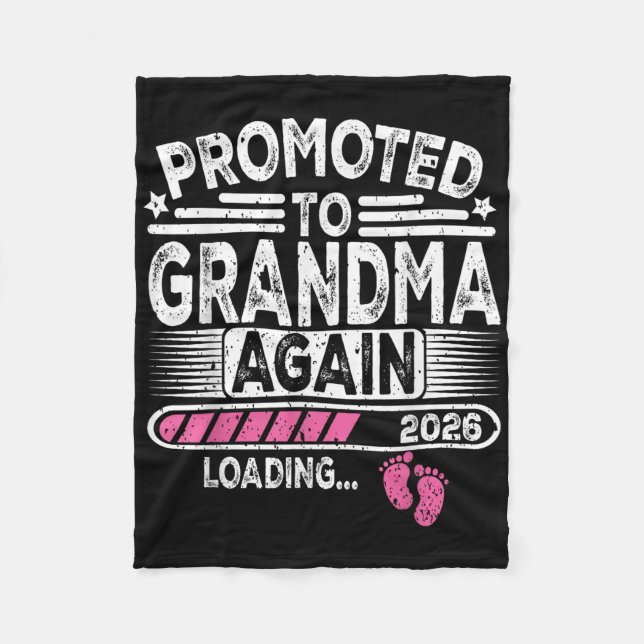 Promoted To Grandma Again Est. 2026 Loading Funny  Fleece Blanket (Front)