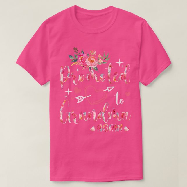 Promoted To Grandma Again Flower  T-Shirt (Design Front)
