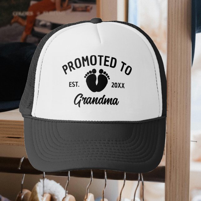 Promoted To Grandma Baby Footprints Trucker Hat (Creator Uploaded)