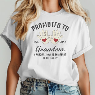 Promoted To Grandma Baby Handprints Grandma Quote T-Shirt