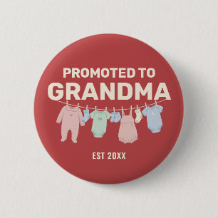 Promoted to Grandma Custom Red Baby Shower Party Button