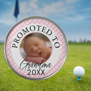 Promoted To Grandma Custom Year Baby Photo Pink Golf Ball Marker