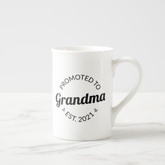 Promoted To Grandma Est. 2021 I Bone China Mug (Right)