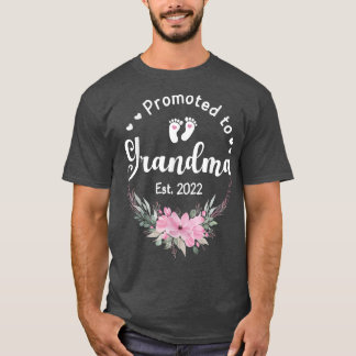 Promoted to Grandma Est 2022 Women Flower First Ti T-Shirt