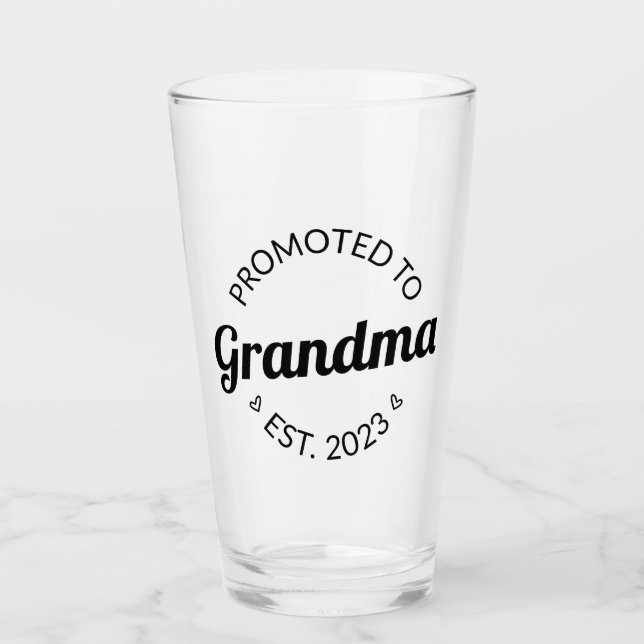 Promoted To Grandma Est. 2023 I Glass (Front)