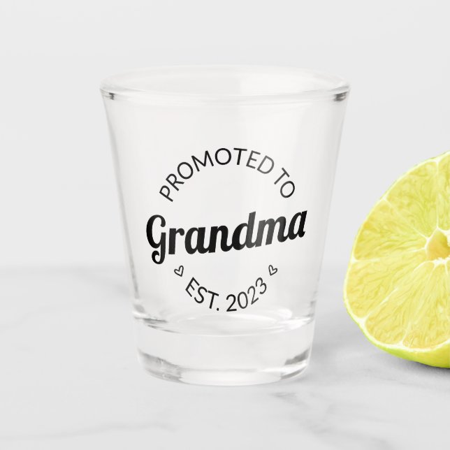 Promoted To Grandma Est. 2023 I Shot Glass (Front)