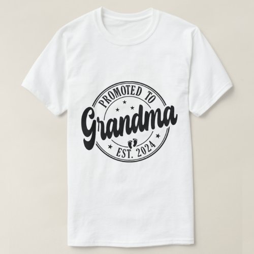 Promoted To Grandma Est 2024 Grandparents Baby  T_Shirt