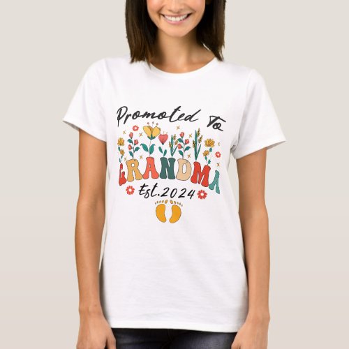 Promoted to Grandma est 2024 Grandparents T_Shirt