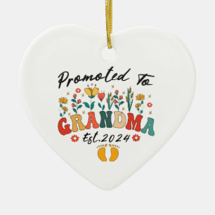Promoted to Grandma est. 2024 GrandparentsOrnament Ceramic Ornament