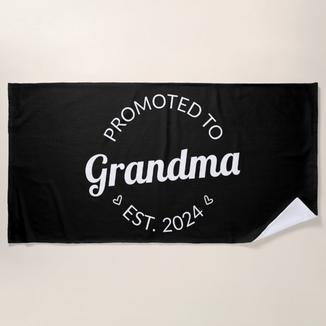 Promoted To Grandma Est. 2024 I Beach Towel (Front)