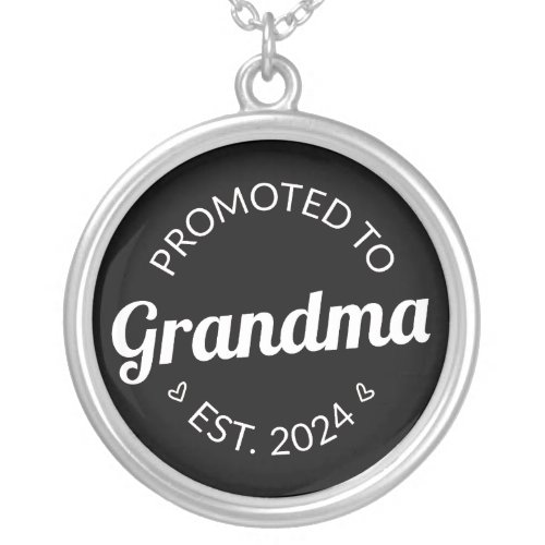 Promoted To Grandma Est 2024 I Silver Plated Necklace