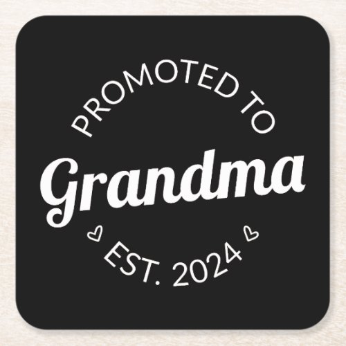 Promoted To Grandma Est 2024 I Square Paper Coaster