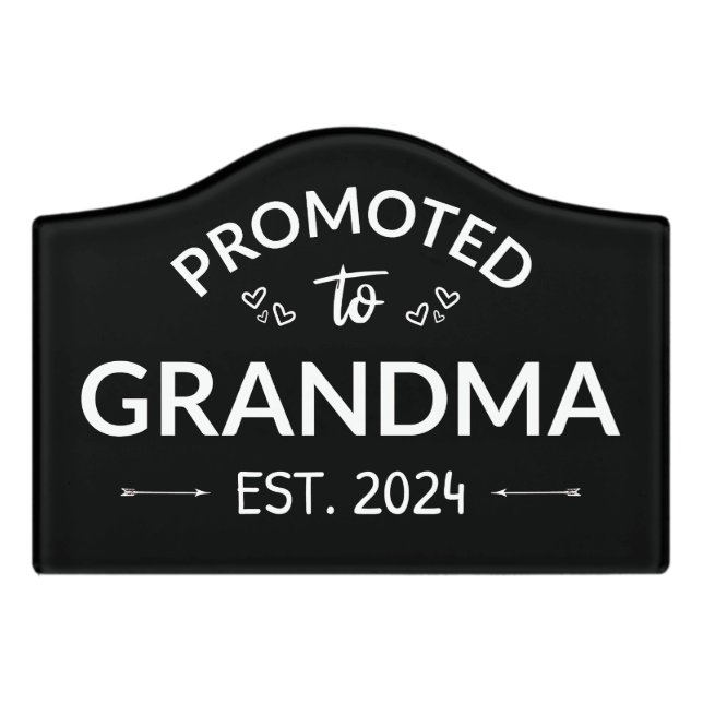 Promoted To Grandma Est. 2024 II Door Sign (Small Crest Front)