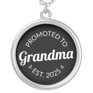 Promoted To Grandma Est. 2025 I Silver Plated Necklace