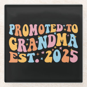 Promoted To Grandma Est. 2025 III Glass Coaster