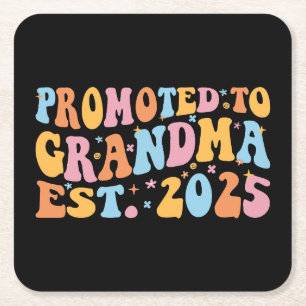 Promoted To Grandma Est. 2025 III Square Paper Coaster