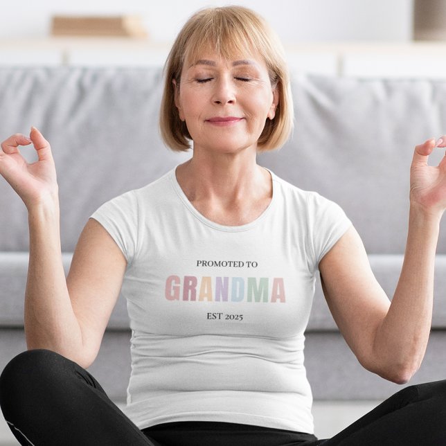 Promoted to Grandma EST 2025 T-Shirt | Soft Pastel (Creator Uploaded)