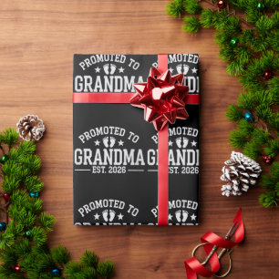 Promoted to Grandma est. 2026 Grandparents Baby  Wrapping Paper