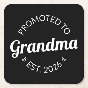 Promoted To Grandma Est. 2026 I Square Paper Coaster