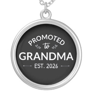 Promoted To Grandma Est. 2026 II Silver Plated Necklace