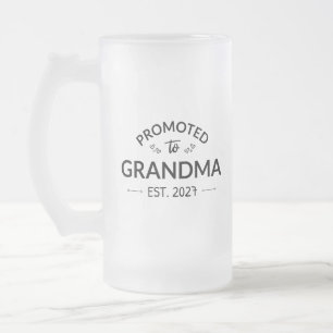 Promoted To Grandma Est 2027 New Nana II Frosted Glass Beer Mug