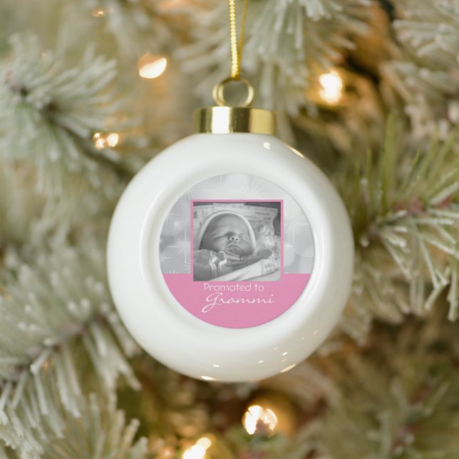Promoted to Grandma First Christmas Photo Ornament (Tree)
