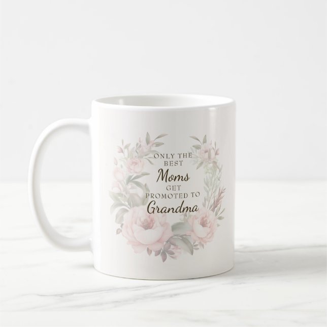 Promoted to Grandma Floral Coffee Mug (Left)