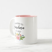 Promoted to Grandma Floral Pink Personalized Two-Tone Coffee Mug (Front Left)