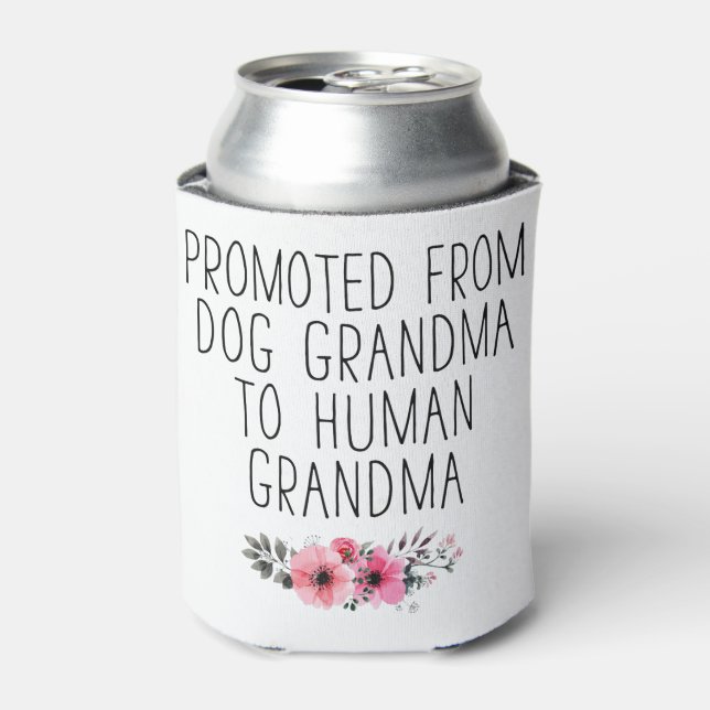 Promoted To Grandma Funny Floral Can Cooler (Can Front)
