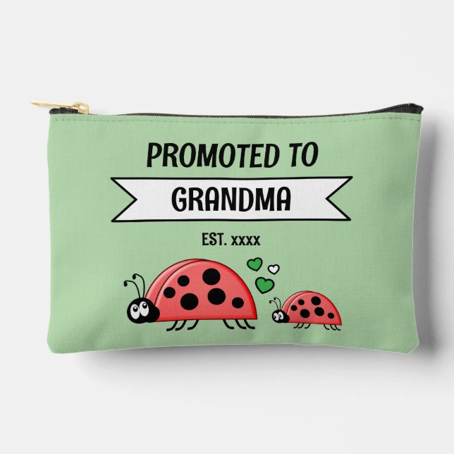 Promoted to Grandma ladybugs est year green Accessory Pouch (Front)